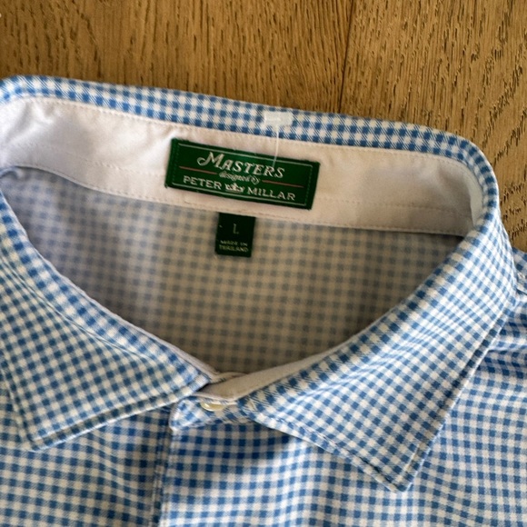 MASTERS designed by Peter Millar Gingham Polo Blue White Large - Picture 4 of 7